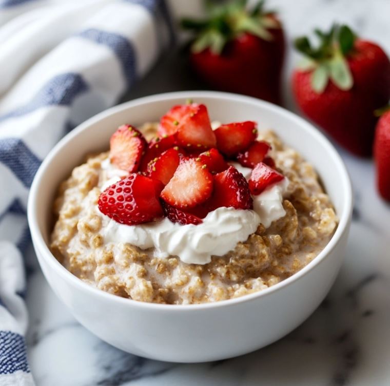 Minute Strawberry Cream Oatmeal: Healthy & Dairy-Free Breakfast
